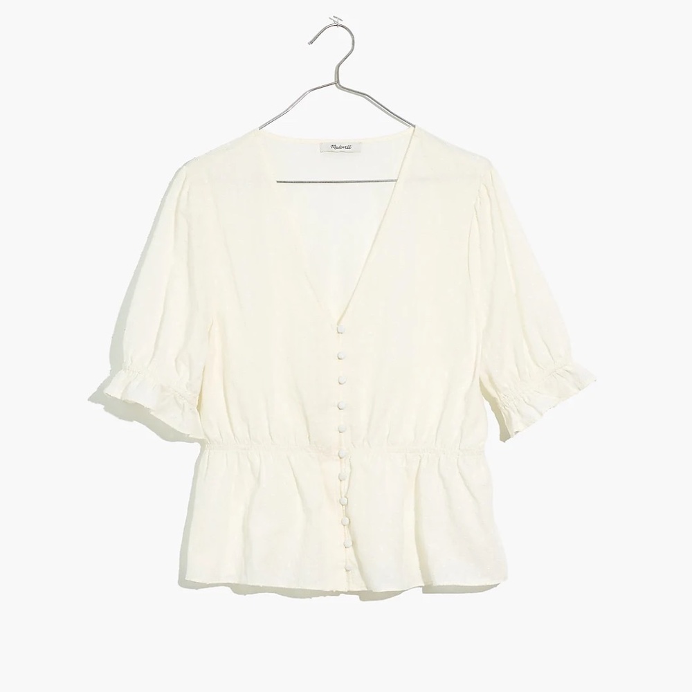 Madewell V-Neck Peplum Popover Top in Clipdot - XS - Picture 3 of 5